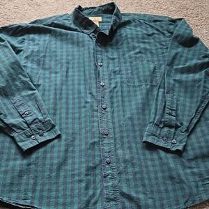 Men's Long-Sleeve Button-Down Plaid Shirt - Green/Black